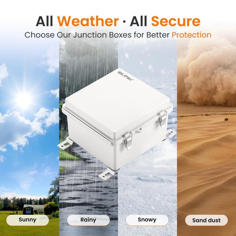 QILIPSU Waterproof Junction Box IP67 Outdoor Plastic Electrical Project Enclosure Weatherproof with Mounting Plate, Wall Brackets, Hinged Grey Cover 5.9"x5.9"x3.5" - Image 5